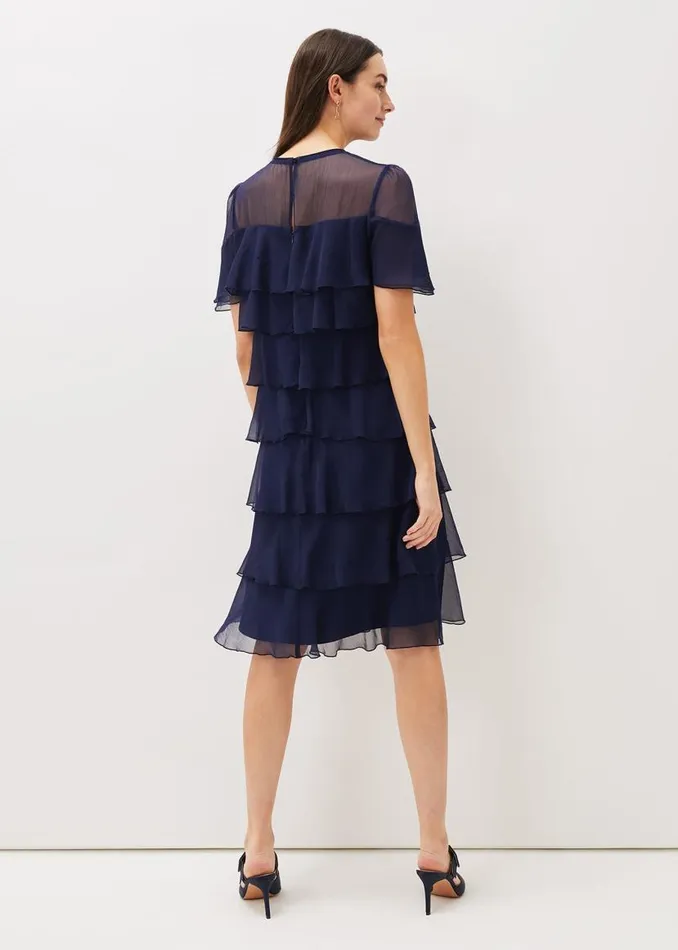 Phase Eight Dresses Nika Tiered Shift Dress Navy 8211 Women