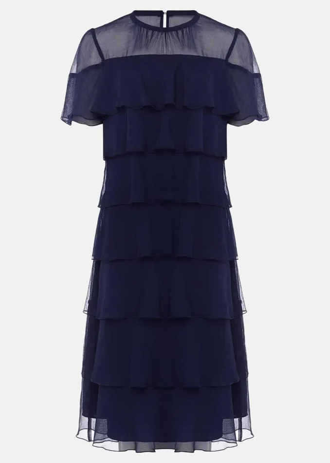Phase Eight Dresses Nika Tiered Shift Dress Navy 8211 Women