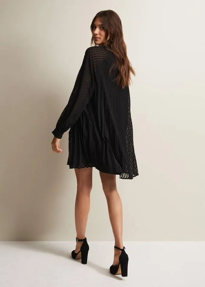 Phase Eight Dresses Nikkita Pleated Swing Mini Dress Black 8211 Women