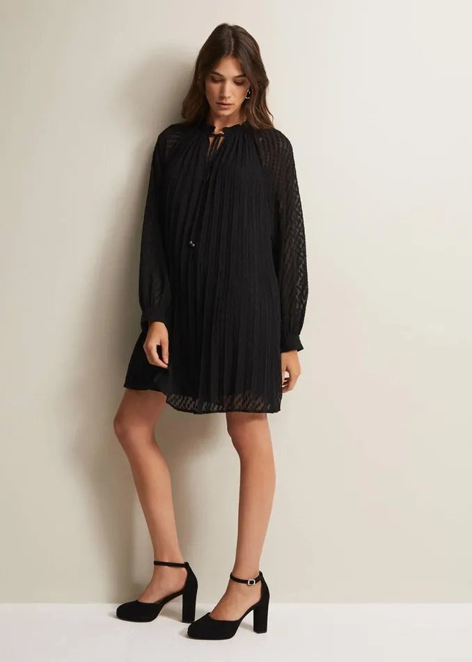 Phase Eight Dresses Nikkita Pleated Swing Mini Dress Black 8211 Women