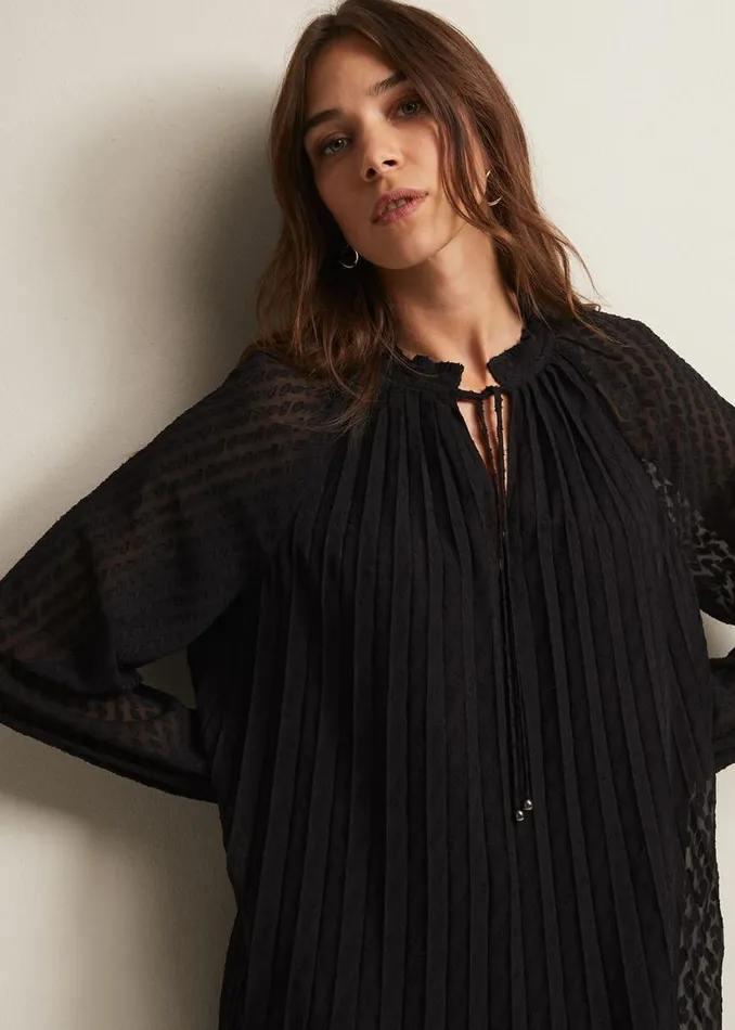 Phase Eight Dresses Nikkita Pleated Swing Mini Dress Black 8211 Women