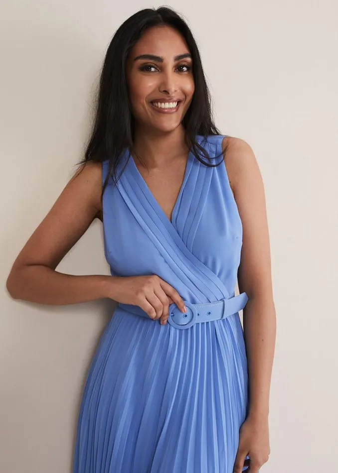 Phase Eight Dresses Petite Brianna Pleated Midaxi Dress Cornflower 8211 Women Phase Eight Dresses Petite Brianna Pleated Midaxi Dress Cornflower 8211 Women