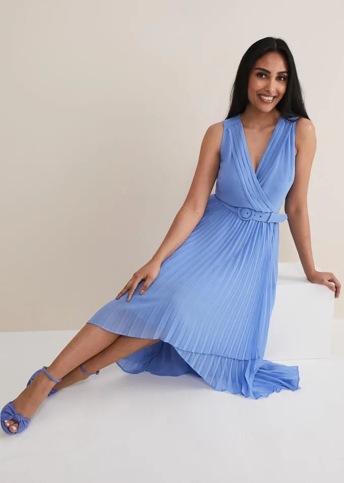 Phase Eight Dresses Petite Brianna Pleated Midaxi Dress Cornflower 8211 Women Phase Eight Dresses Petite Brianna Pleated Midaxi Dress Cornflower 8211 Women