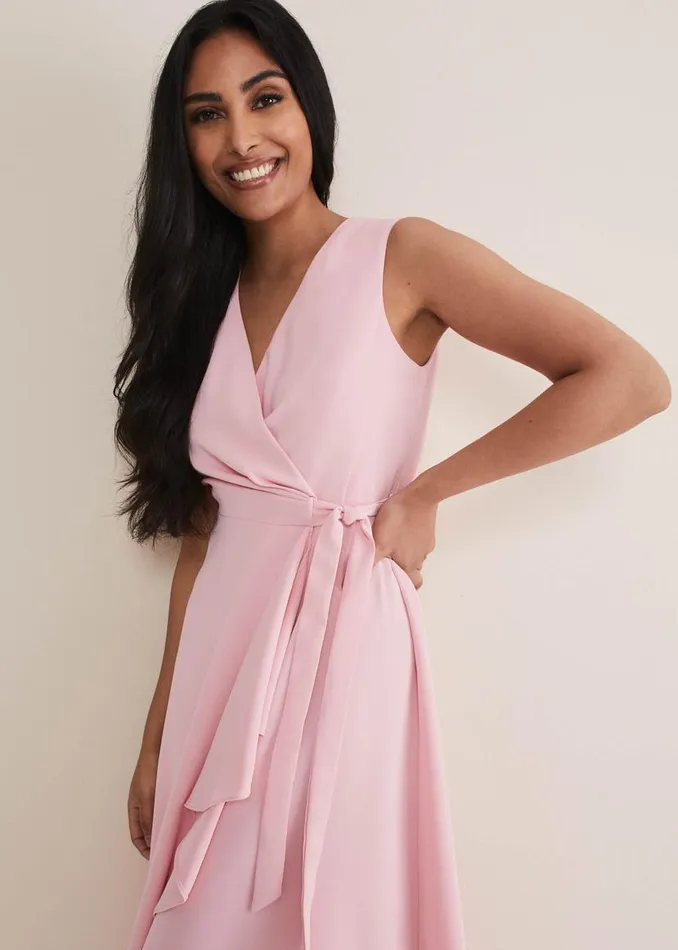 Phase Eight Dresses Petite Julissa Sleeveless Ruffle Wrap Midi Dress Soft Pink 8211 Women Phase Eight Dresses Petite Julissa Sleeveless Ruffle Wrap Midi Dress Soft Pink 8211 Women