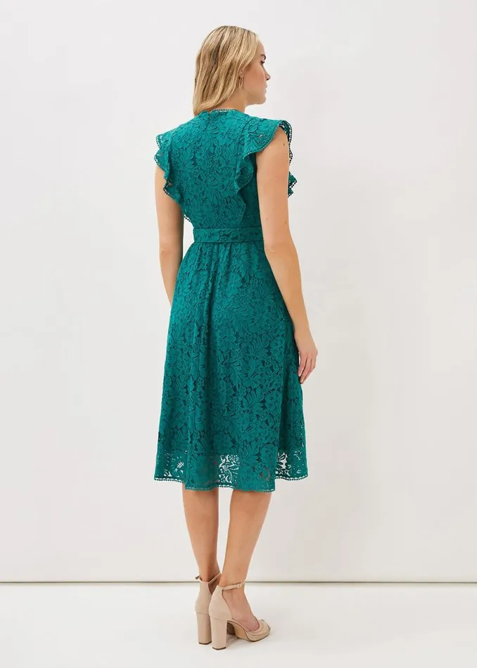 Phase Eight Dresses Priya Lace Frill Dress Jade 8211 Women