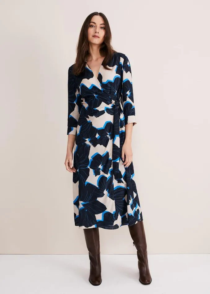 Phase Eight Dresses Rae Floral Wrap Dress Bluecamelpink 8211 Women