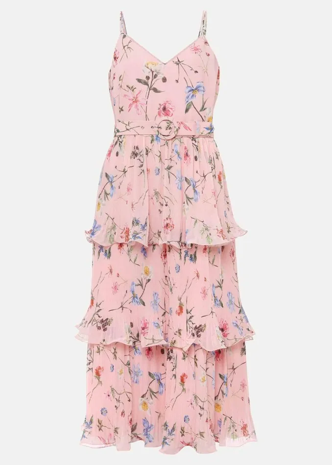 Phase Eight Dresses River Floral Tiered Midi Dress Pinkmulti 8211 Women