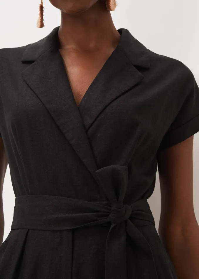 Phase Eight Dresses Spencer Linen Wide Leg Jumpsuit Black 8211 Women