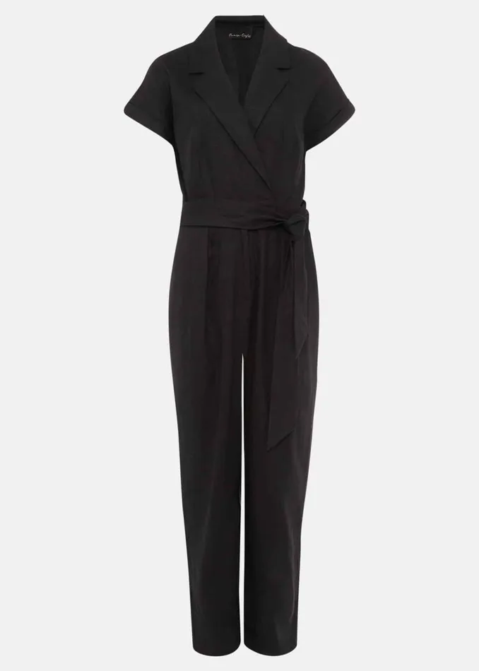 Phase Eight Dresses Spencer Linen Wide Leg Jumpsuit Black 8211 Women