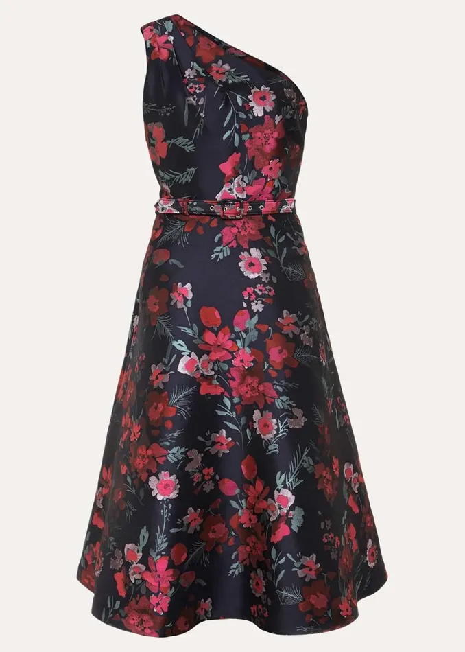 Phase Eight Dresses Tasha One Shoulder Jacquard Dress Navymulti 8211 Women