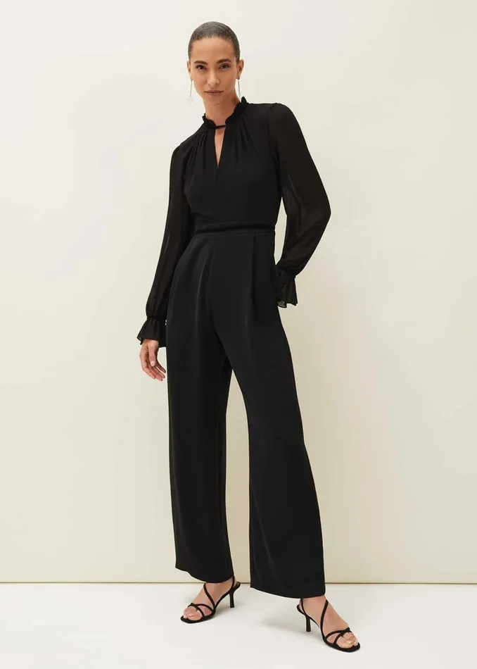 Phase Eight Dresses Una Velvet Trim Jumpsuit Black 8211 Women
