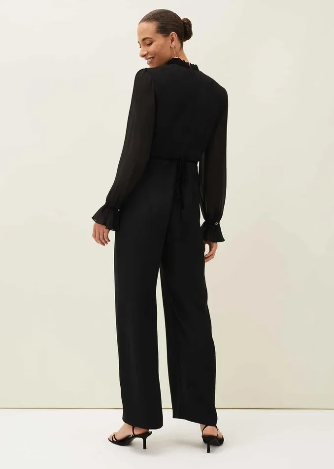 Phase Eight Dresses Una Velvet Trim Jumpsuit Black 8211 Women