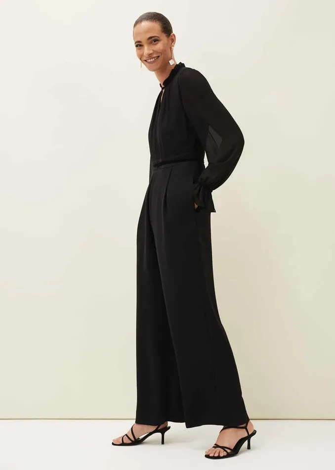 Phase Eight Dresses Una Velvet Trim Jumpsuit Black 8211 Women