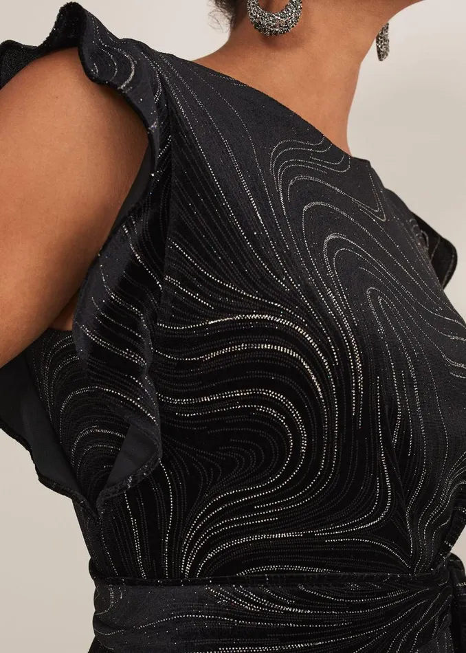 Phase Eight Dresses Victoriana Swirl Velvet Jumpsuit Blackgold 8211 Women