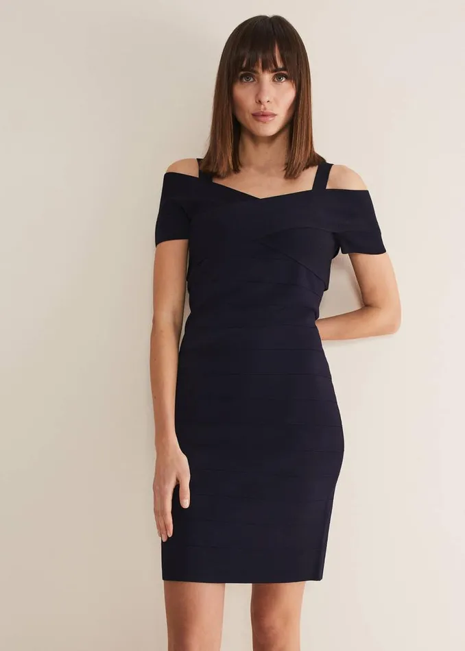 Phase Eight Dresses Zella Knitted Bandage Dress Navy 8211 Women