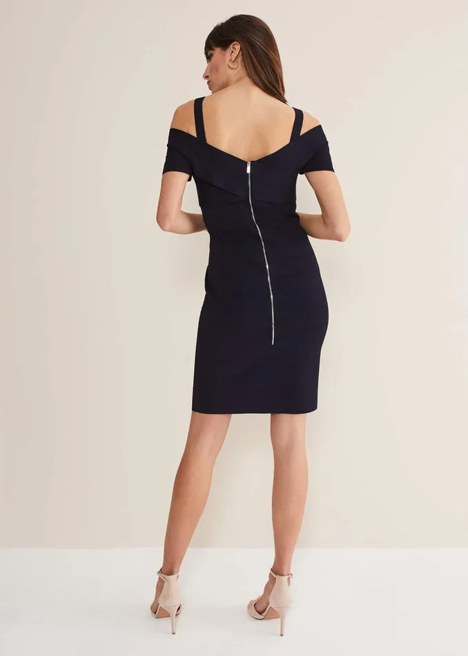 Phase Eight Dresses Zella Knitted Bandage Dress Navy 8211 Women