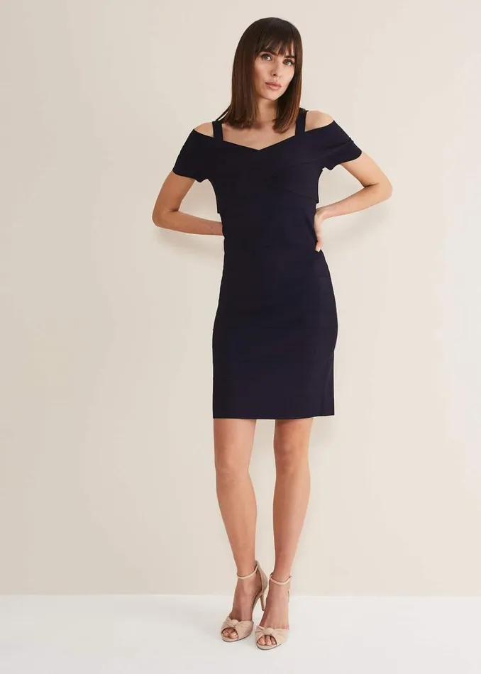 Phase Eight Dresses Zella Knitted Bandage Dress Navy 8211 Women