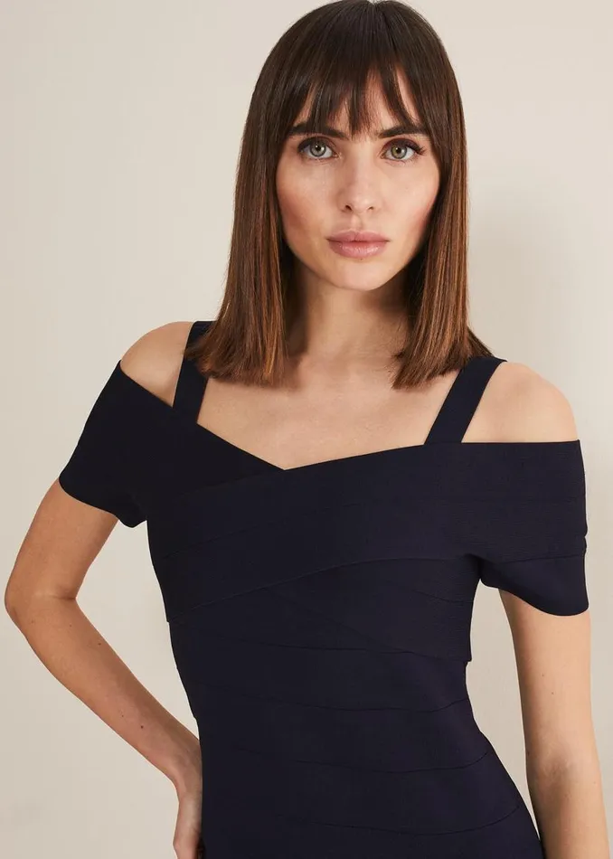 Phase Eight Dresses Zella Knitted Bandage Dress Navy 8211 Women