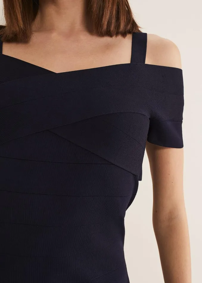 Phase Eight Dresses Zella Knitted Bandage Dress Navy 8211 Women