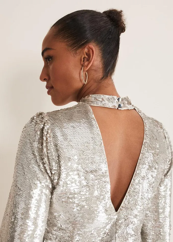 Phase Eight Dresses Zia Sequin Mini Dress Silver 8211 Women