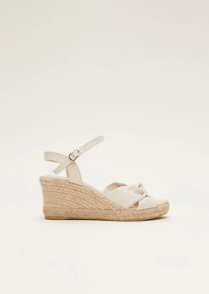 Phase Eight Heels Leather Knot Front Espadrilles Ivory 8211 Women