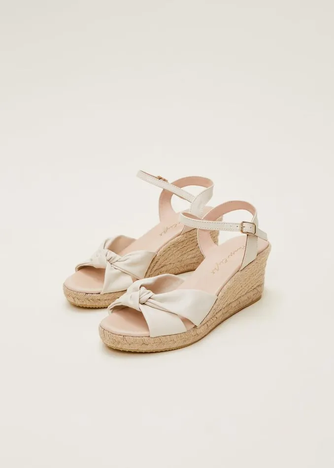 Phase Eight Heels Leather Knot Front Espadrilles Ivory 8211 Women