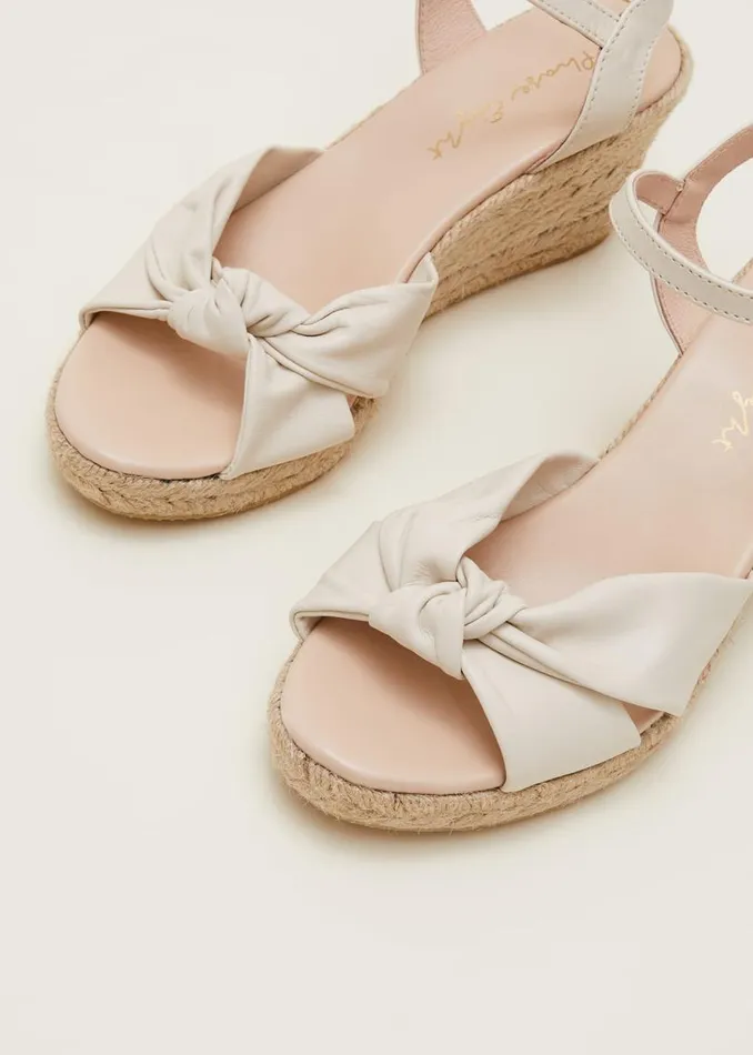 Phase Eight Heels Leather Knot Front Espadrilles Ivory 8211 Women