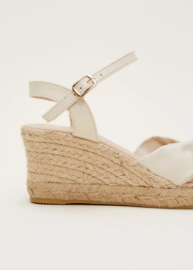 Phase Eight Heels Leather Knot Front Espadrilles Ivory 8211 Women