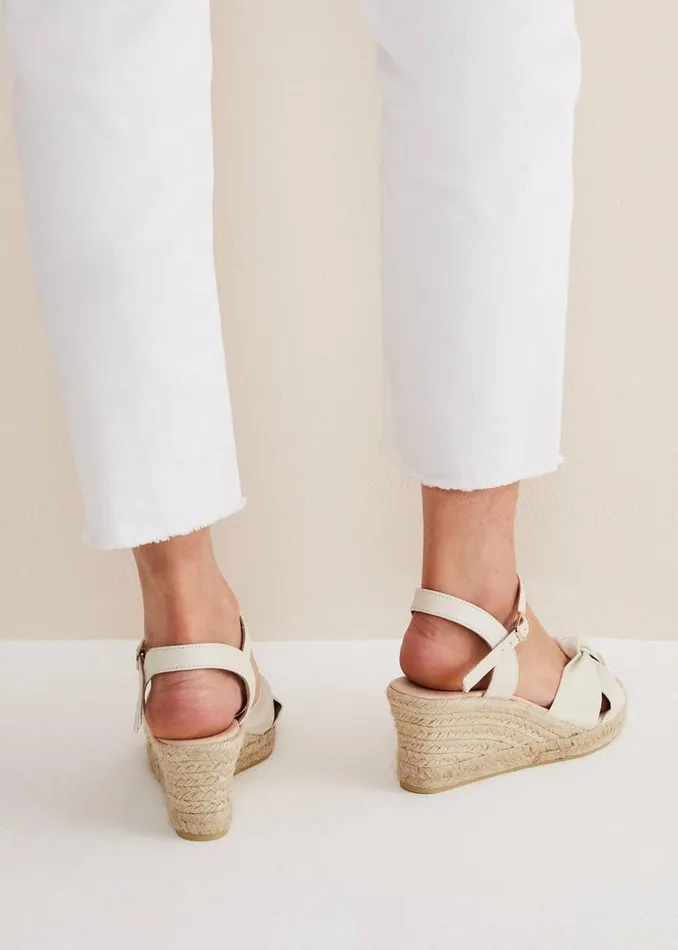 Phase Eight Heels Leather Knot Front Espadrilles Ivory 8211 Women