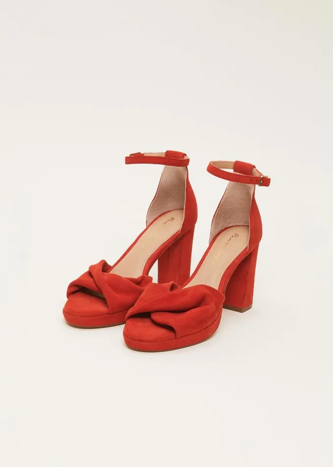 Phase Eight Heels Red Suede Open Toe Heels Red 8211 Women