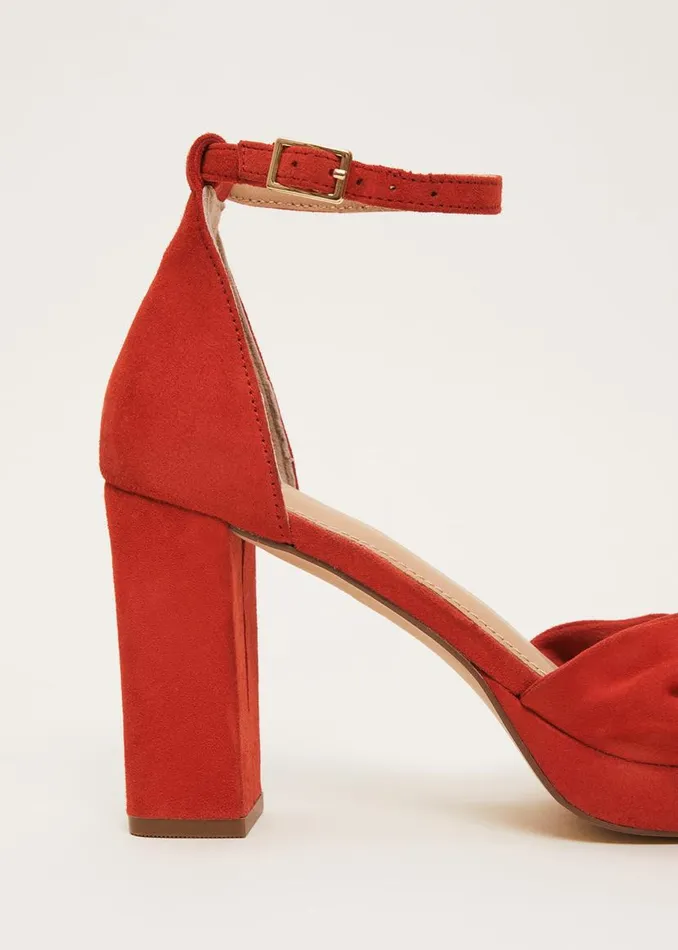 Phase Eight Heels Red Suede Open Toe Heels Red 8211 Women