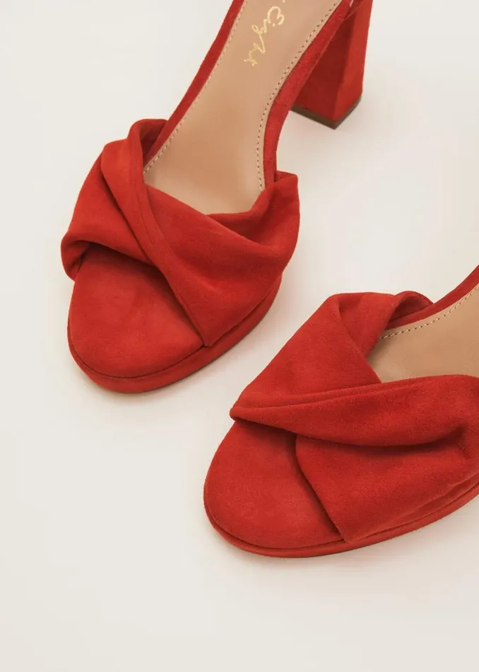 Phase Eight Heels Red Suede Open Toe Heels Red 8211 Women