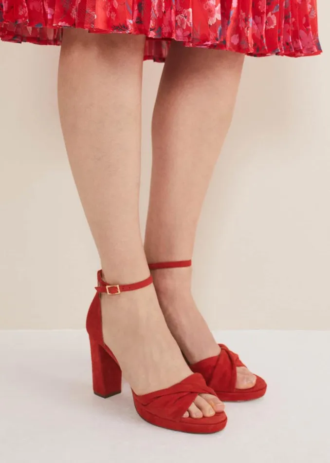 Phase Eight Heels Red Suede Open Toe Heels Red 8211 Women
