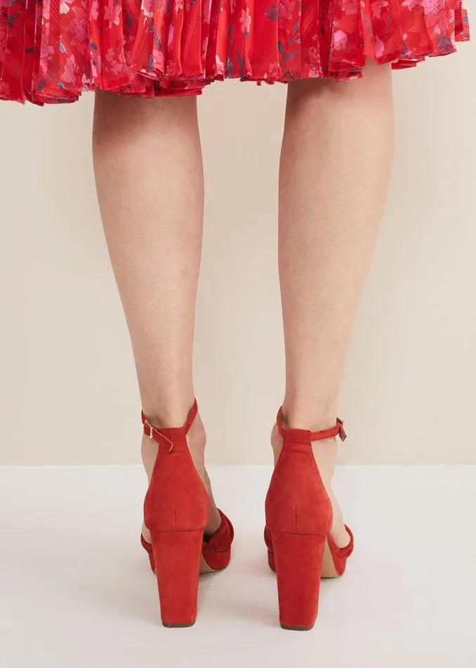 Phase Eight Heels Red Suede Open Toe Heels Red 8211 Women