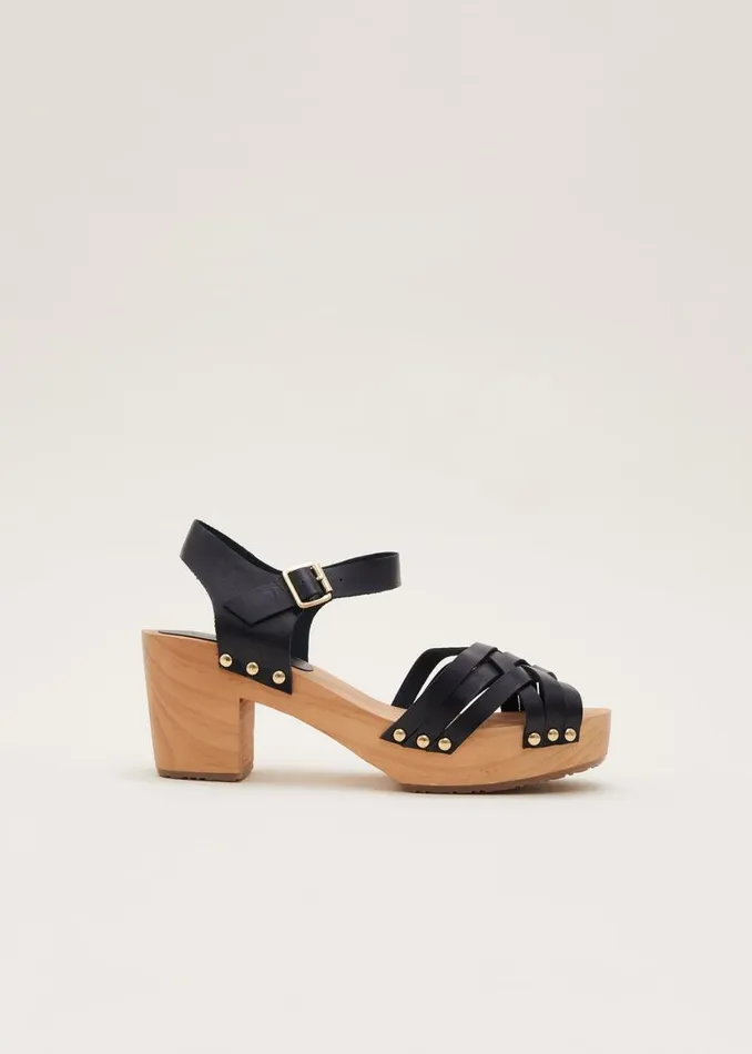 Phase Eight Heels Woven Clog Heel Sandal Navy 8211 Women