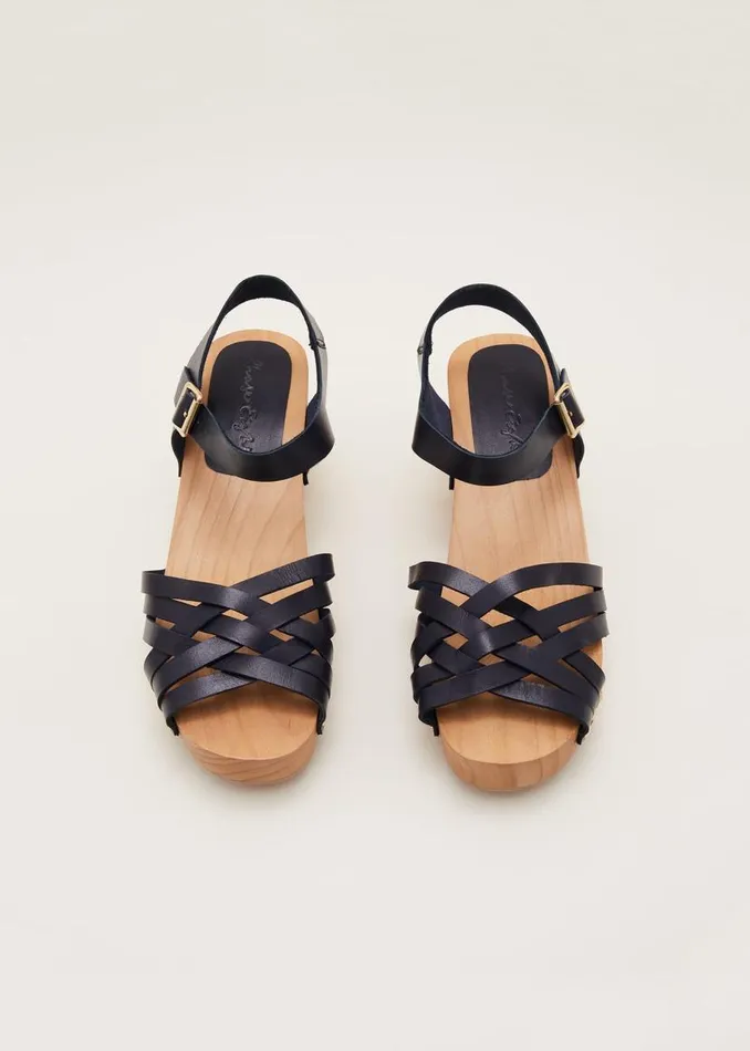 Phase Eight Heels Woven Clog Heel Sandal Navy 8211 Women
