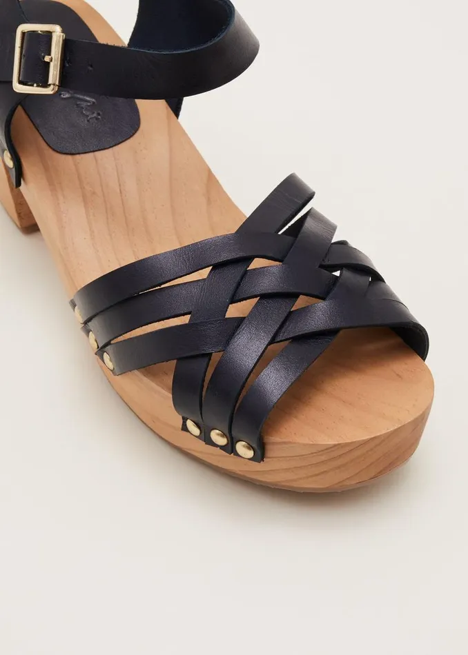 Phase Eight Heels Woven Clog Heel Sandal Navy 8211 Women
