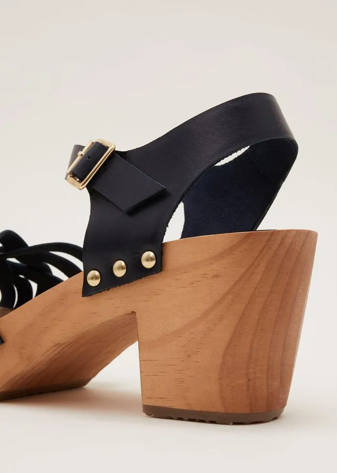 Phase Eight Heels Woven Clog Heel Sandal Navy 8211 Women