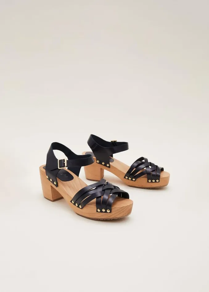 Phase Eight Heels Woven Clog Heel Sandal Navy 8211 Women