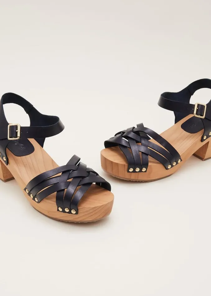 Phase Eight Heels Woven Clog Heel Sandal Navy 8211 Women