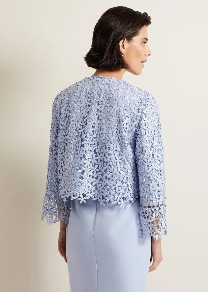 Phase Eight Jackets Daisy Lace Jacket Pale Blue 8211 Women