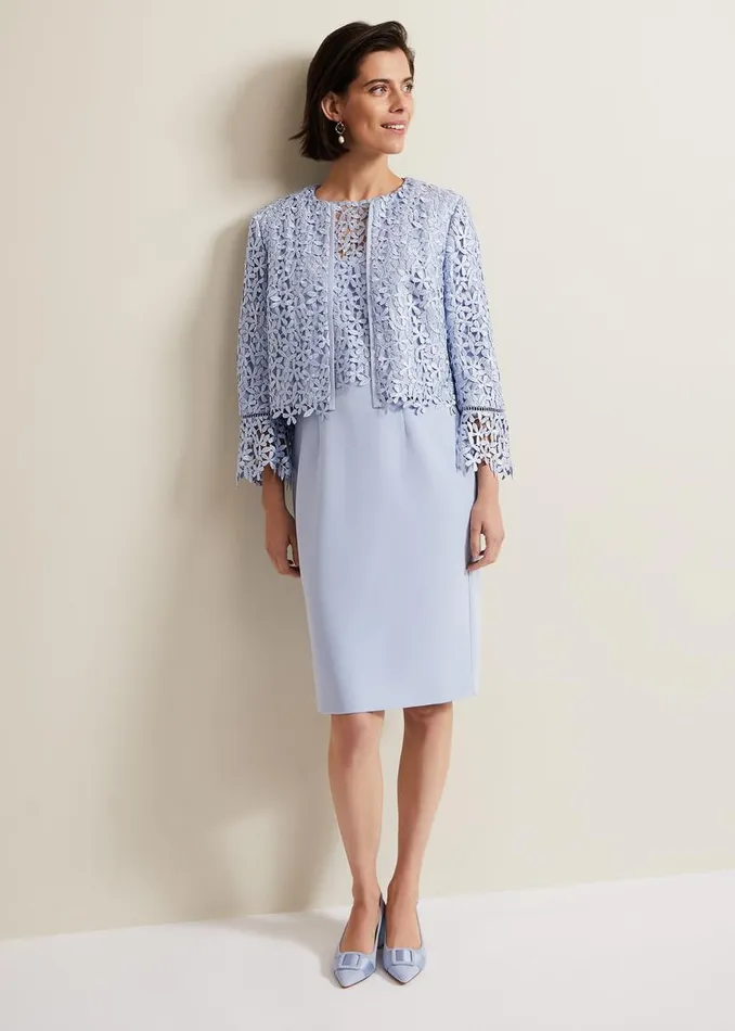 Phase Eight Jackets Daisy Lace Jacket Pale Blue 8211 Women