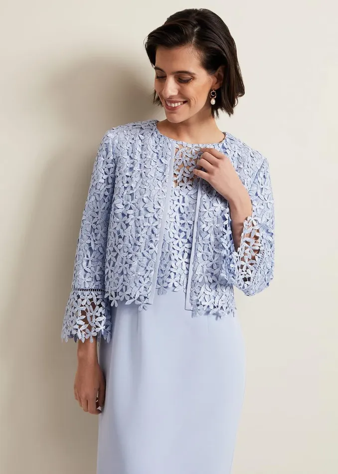 Phase Eight Jackets Daisy Lace Jacket Pale Blue 8211 Women