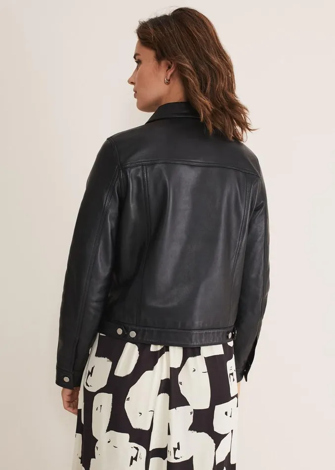 Phase Eight Jackets Myrtle Leather Jacket Black 8211 Women