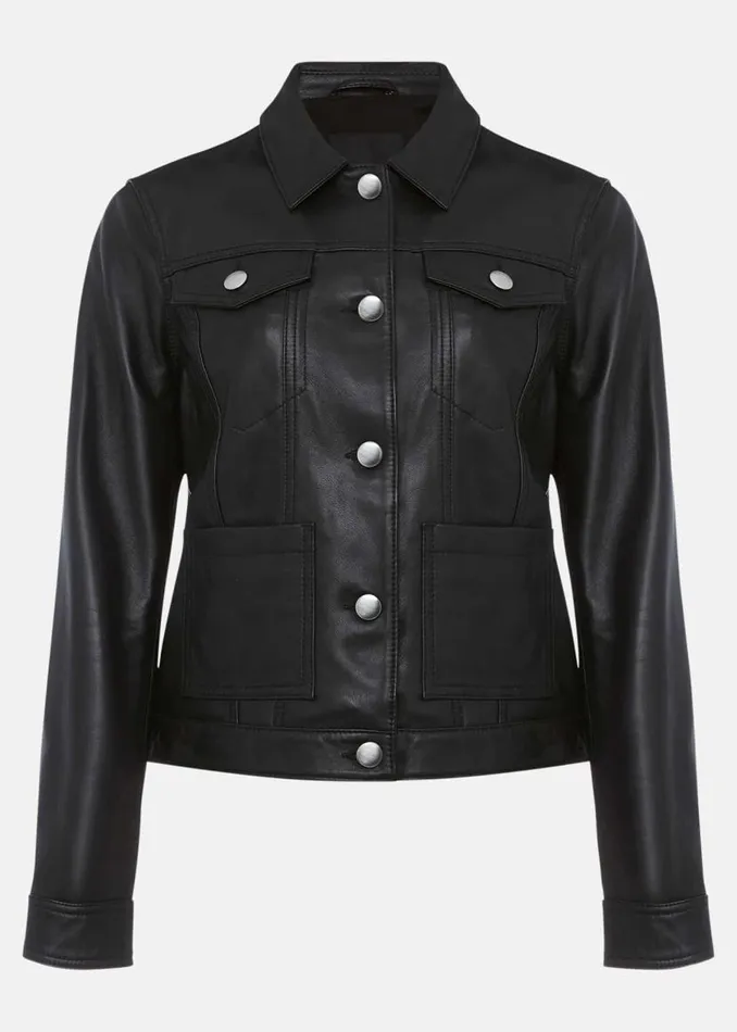 Phase Eight Jackets Myrtle Leather Jacket Black 8211 Women