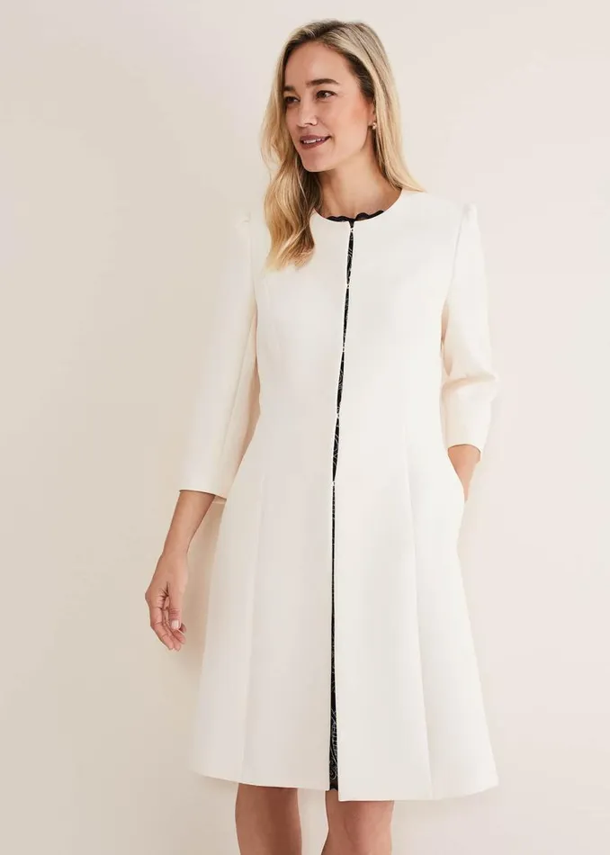 Phase Eight Jackets Venita Bow Long Jacket Neutral 8211 Women