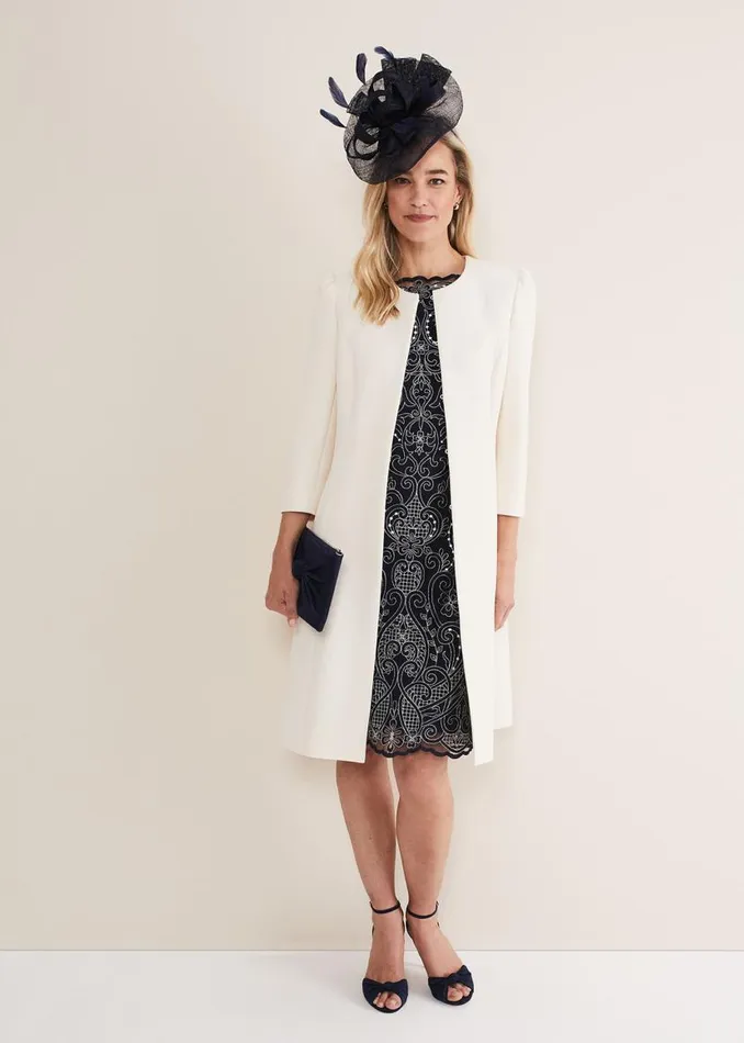 Phase Eight Jackets Venita Bow Long Jacket Neutral 8211 Women