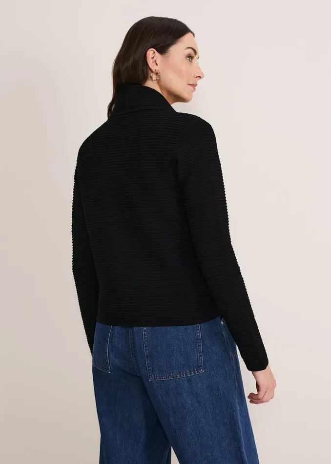 Phase Eight Jackets Wendy Ribbed Knit Jacket Black 8211 Women