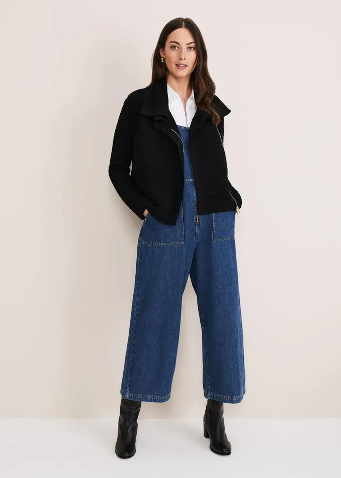 Phase Eight Jackets Wendy Ribbed Knit Jacket Black 8211 Women