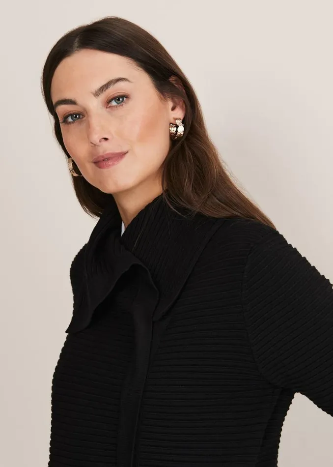 Phase Eight Jackets Wendy Ribbed Knit Jacket Black 8211 Women